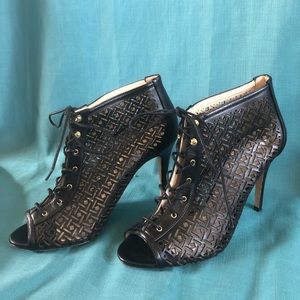 Italian made peep toe booties